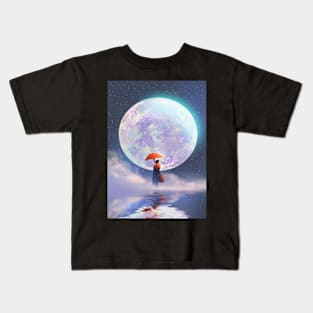 Woman with red umbrella Kids T-Shirt